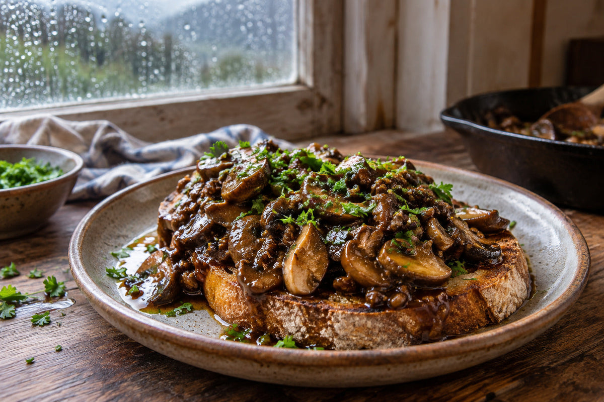 Saucy Mushrooms on Toast