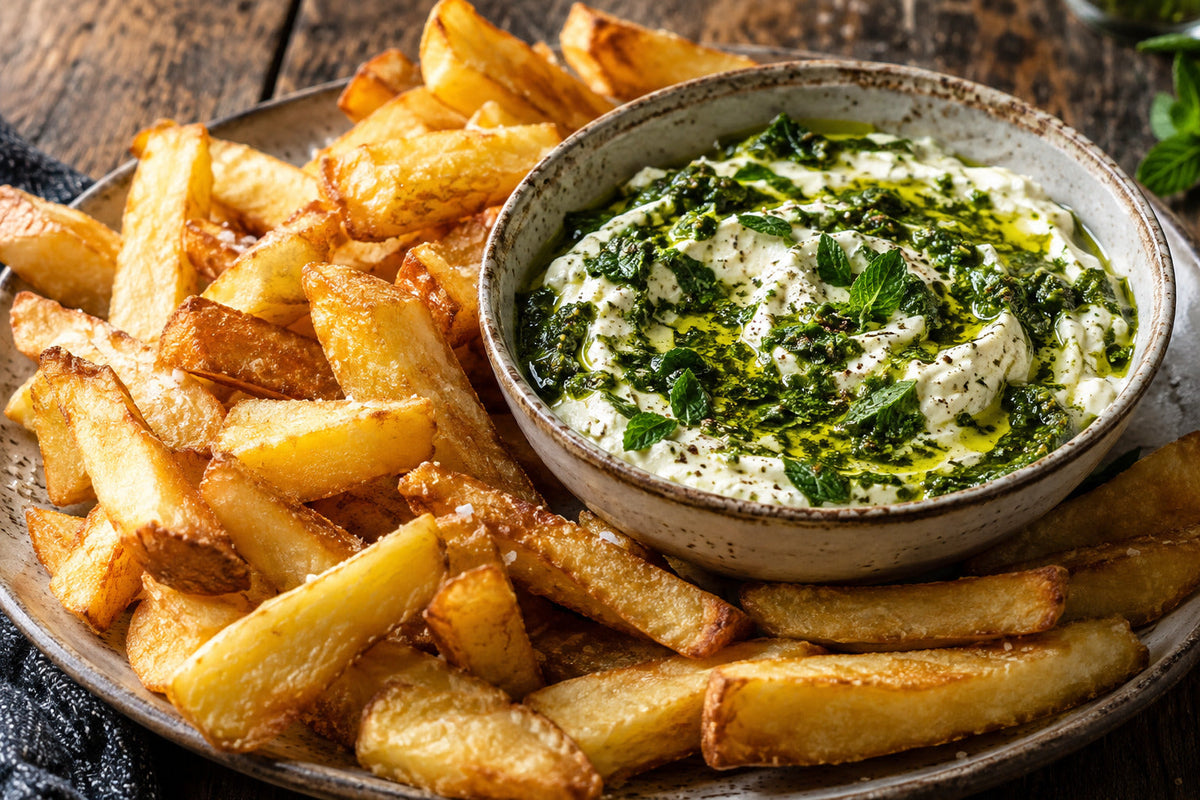 Minty Feta Dip with Hot Chips