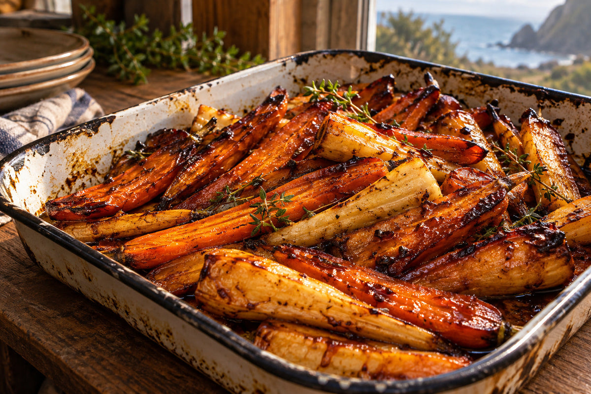 Bonfire Glazed Roast Carrots & Parsnips