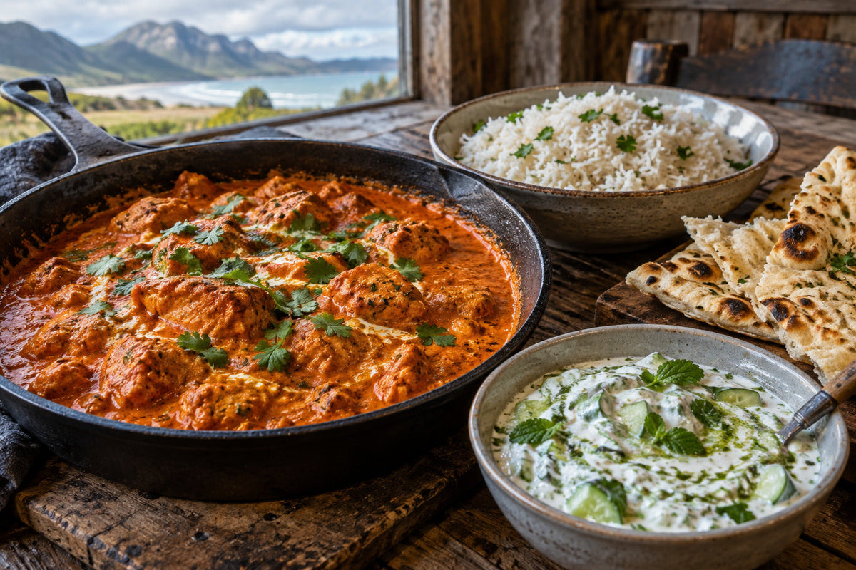 Butter Chicken with Forking Mint Raita