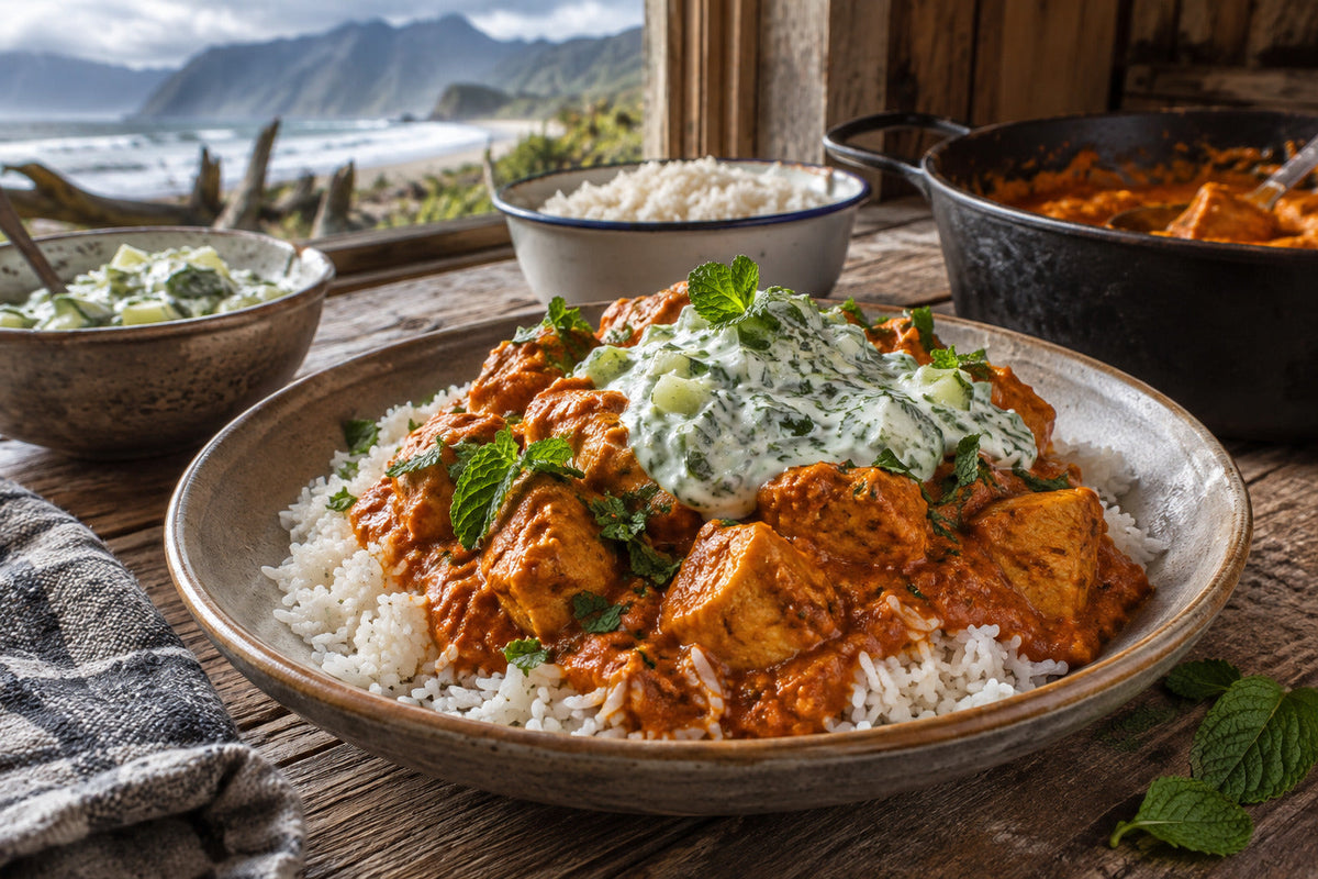 Chicken Tikka Masala with Forking Mint Raita