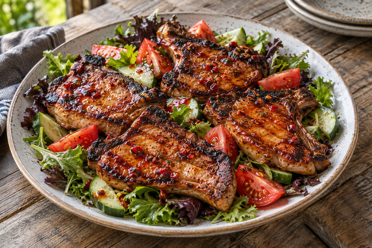 Chilli Pork Chops & Salad