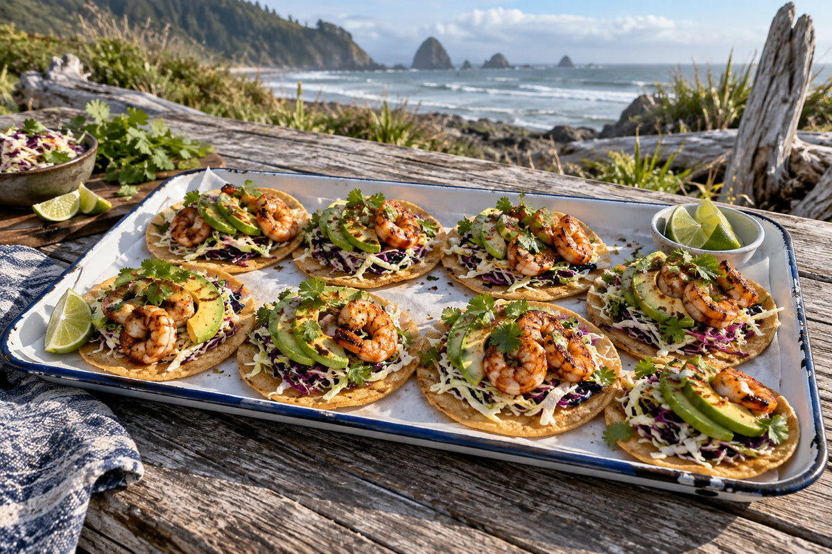 Charred Prawn and Avocado Tostadas