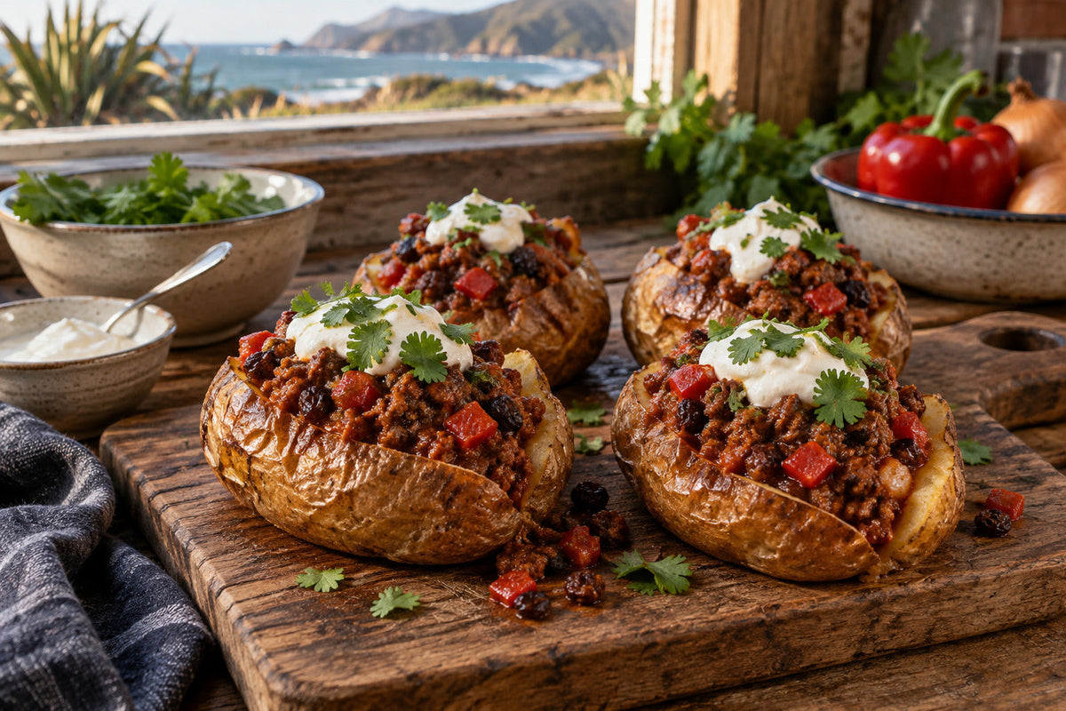 Beef Picadillo Stuffed Potatoes