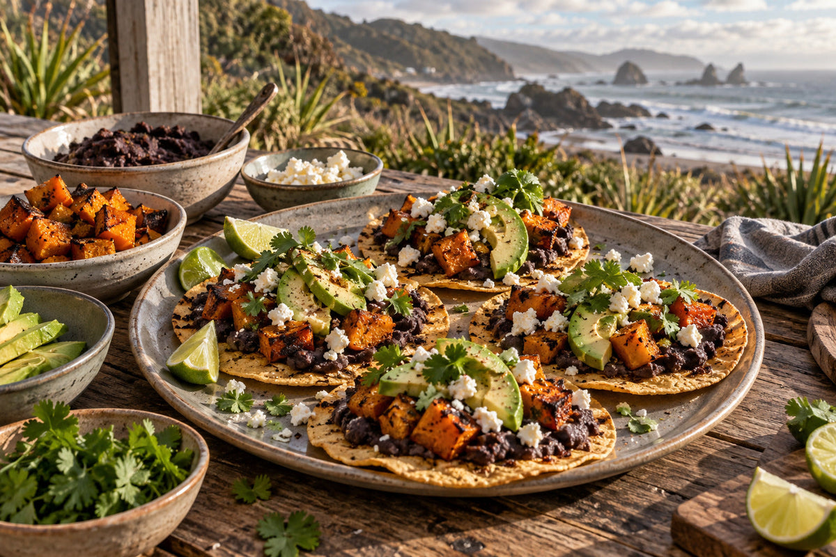 Black Bean and Roast Pumpkin Tostadas