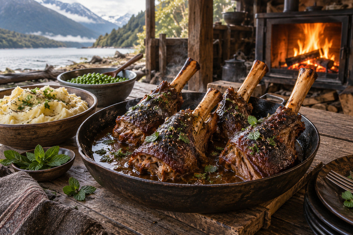 Smoked Lamb Shanks with Minted Pan Juices