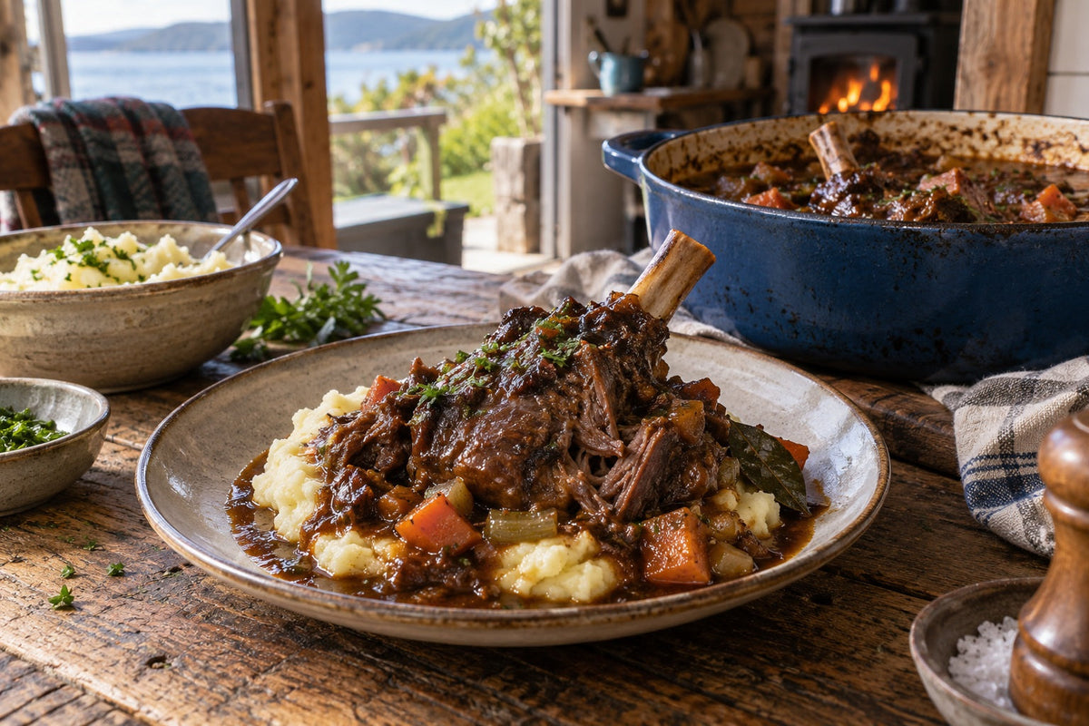 Slow-Braised Venison Shanks with Wild Meat Gravy