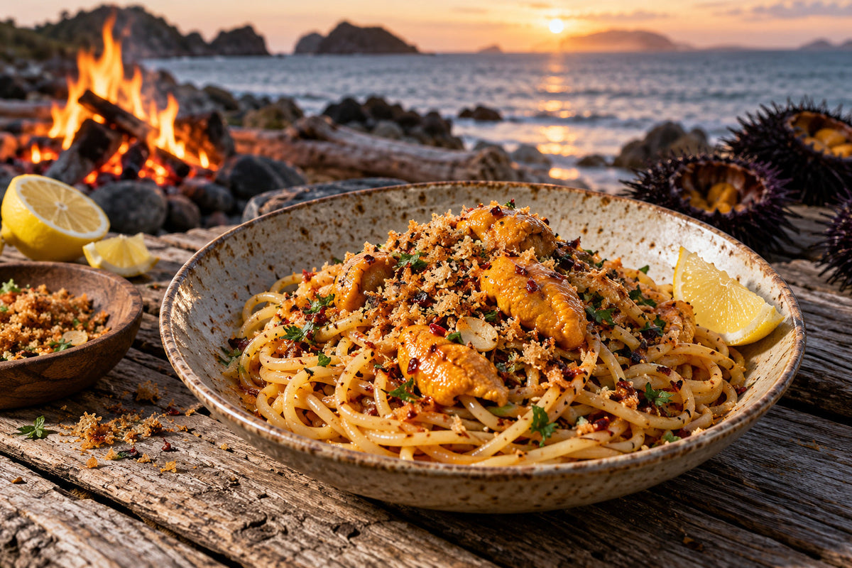 Kina Spaghetti with Smoked Chilli Pangrattato