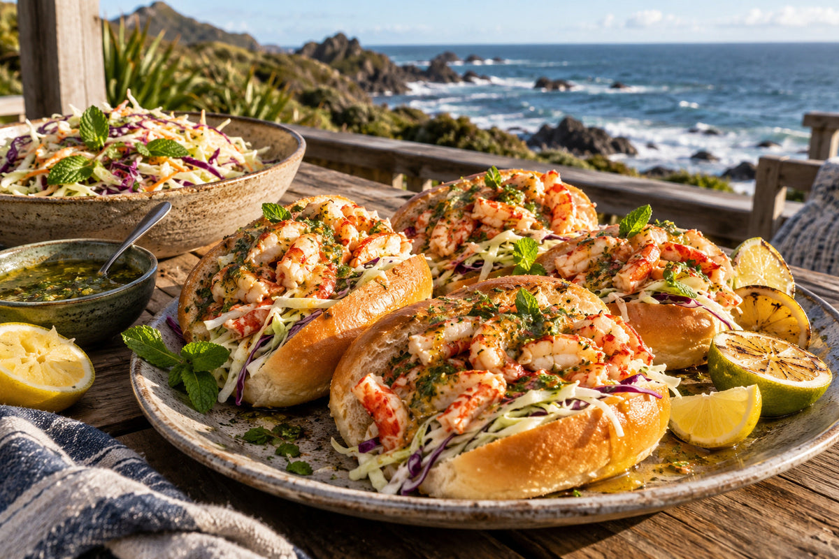 Crayfish Rolls with Forking Mint Slaw