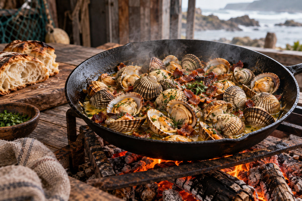 Campfire Cockles with Wild Meat Bacon Butter