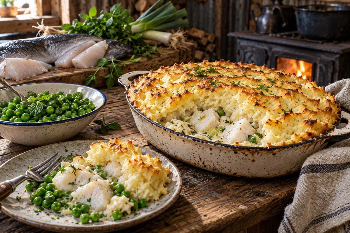 Elephant Fish Pie with Forking Mint Peas