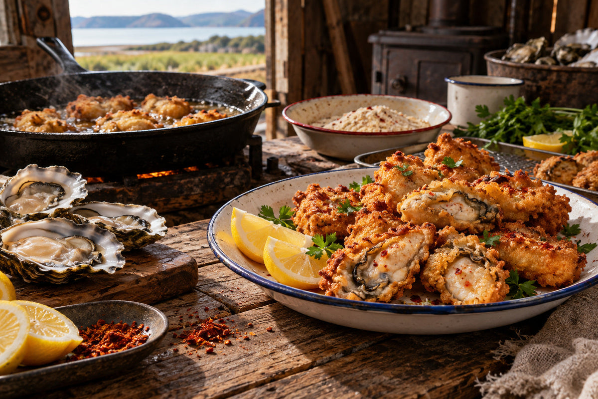 Crispy Bluff Oysters with Smoked Chilli Blend