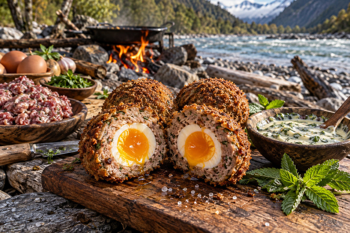 Wild Pork Scotch Eggs with Forking Mint Mayo