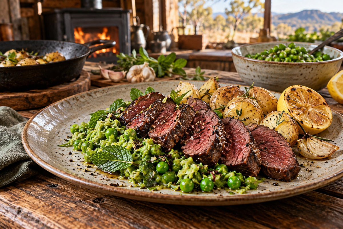 Kangaroo Loin with Forking Mint Pea Crush