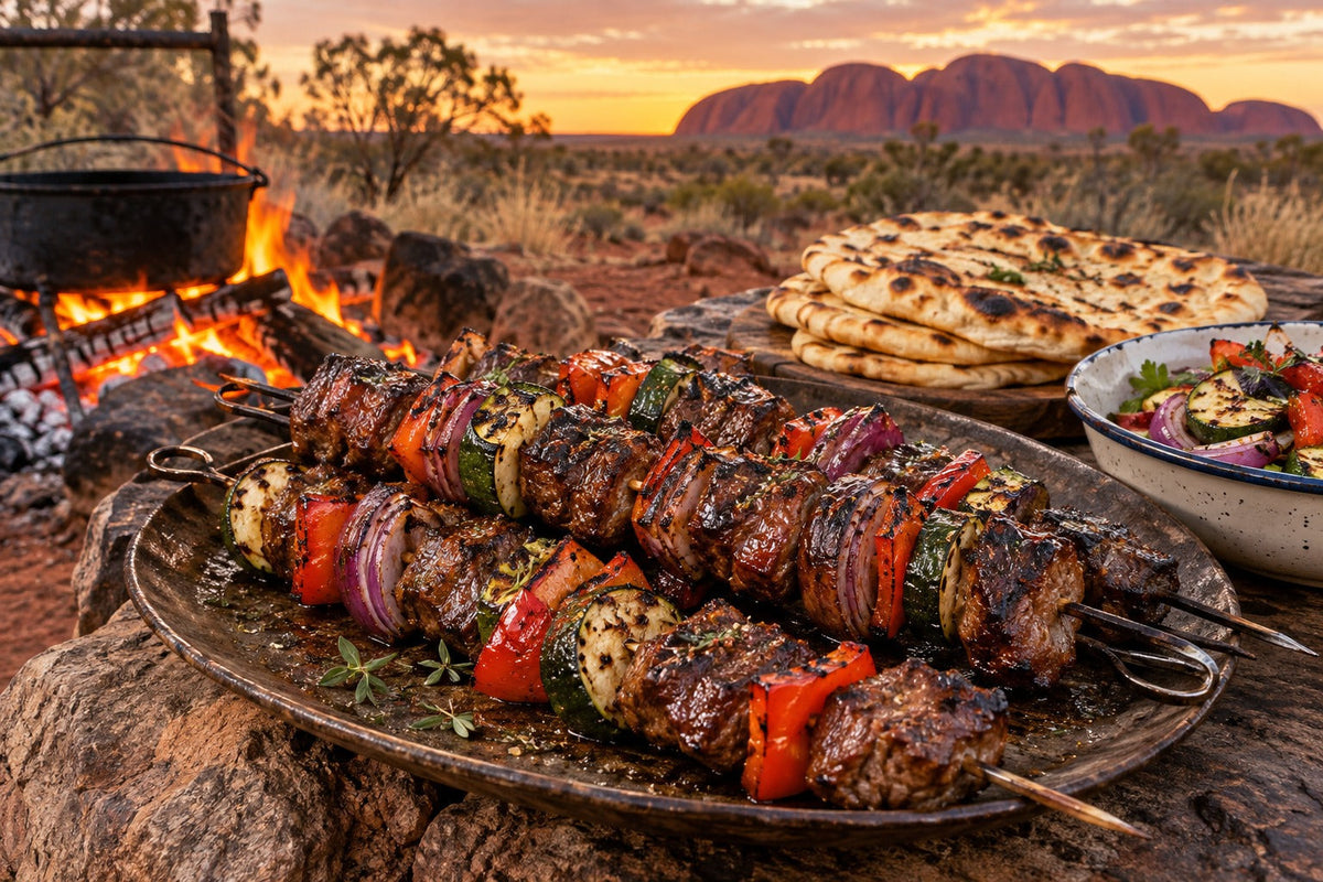 Campfire Kangaroo Kebabs with Bonfire Glaze