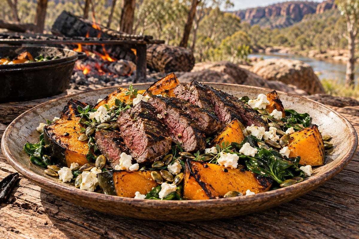 Chargrilled Wallaby with Bonfire Pumpkin