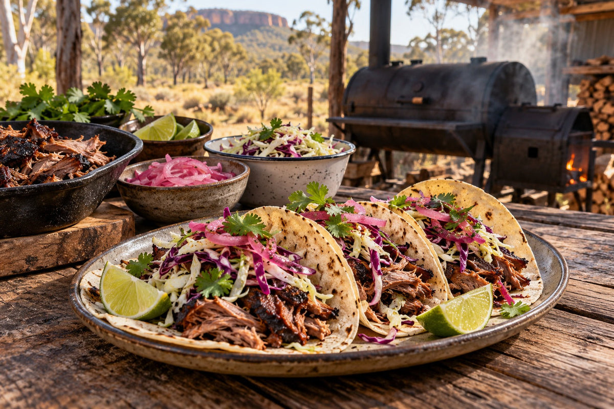 Offset-Smoked Wallaby Shoulder Tacos