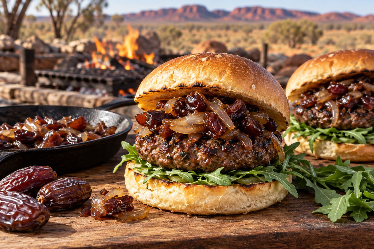 Camel Burger with Bonfire Date Relish