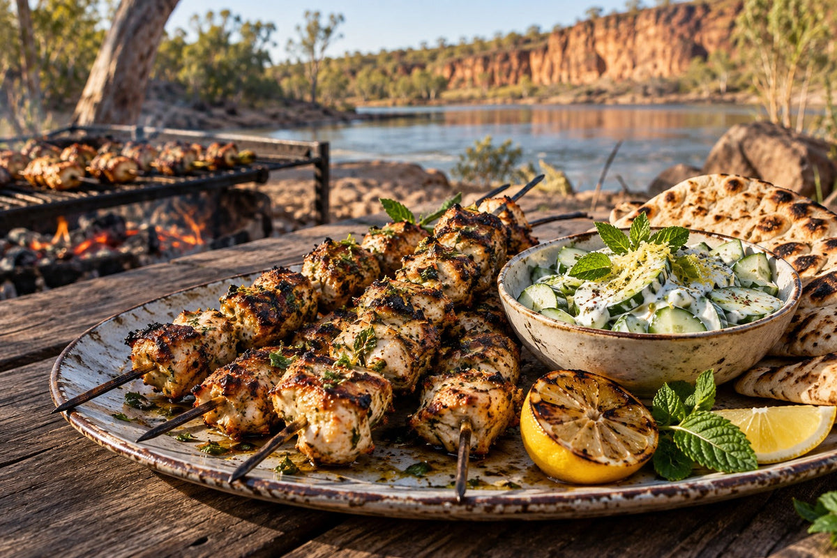Crocodile Skewers with Forking Mint Cucumber