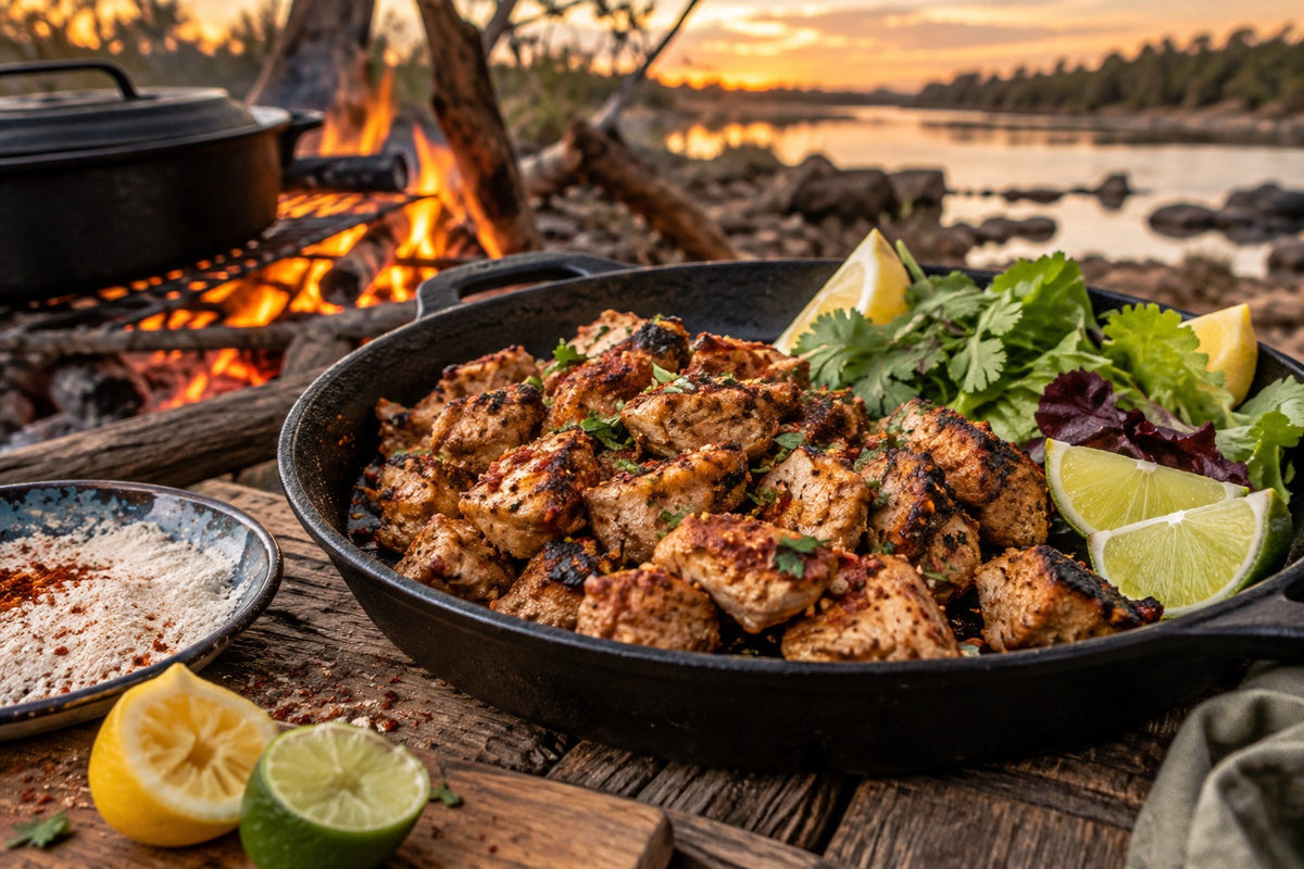 Campfire Crocodile Bites with Smoked Chilli