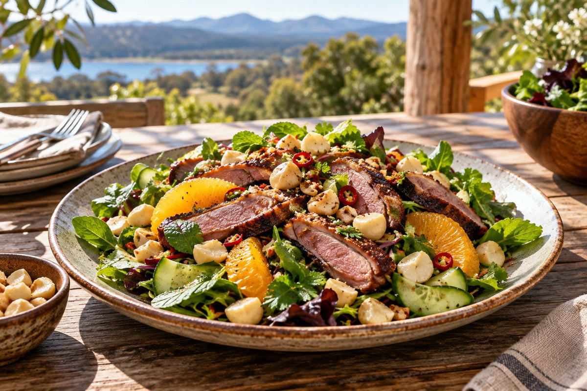 Smoked Chilli Duck and Macadamia Salad
