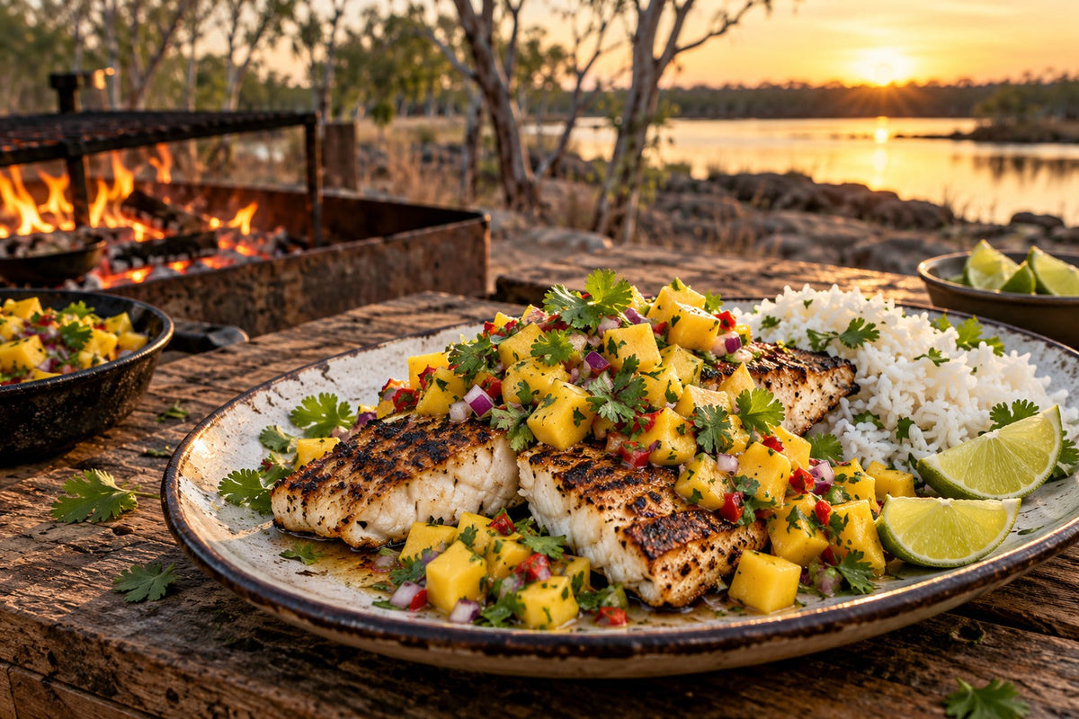 Barramundi with Bonfire Mango Salsa