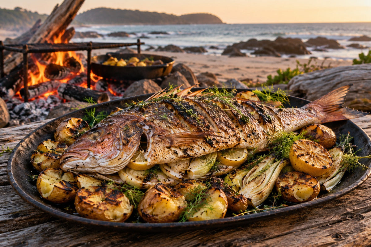 Bonfire Whole Snapper over Coals