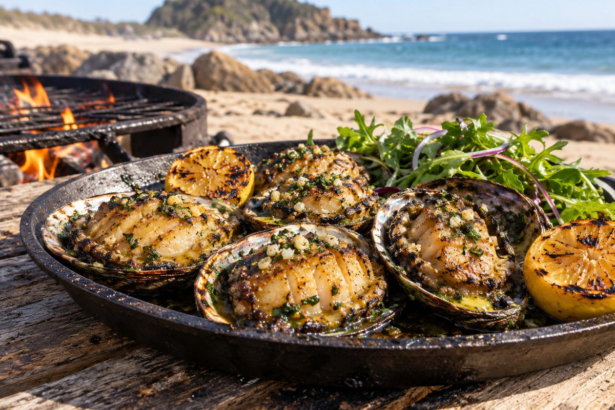 Bonfire Abalone Steaks with Charred Lemon