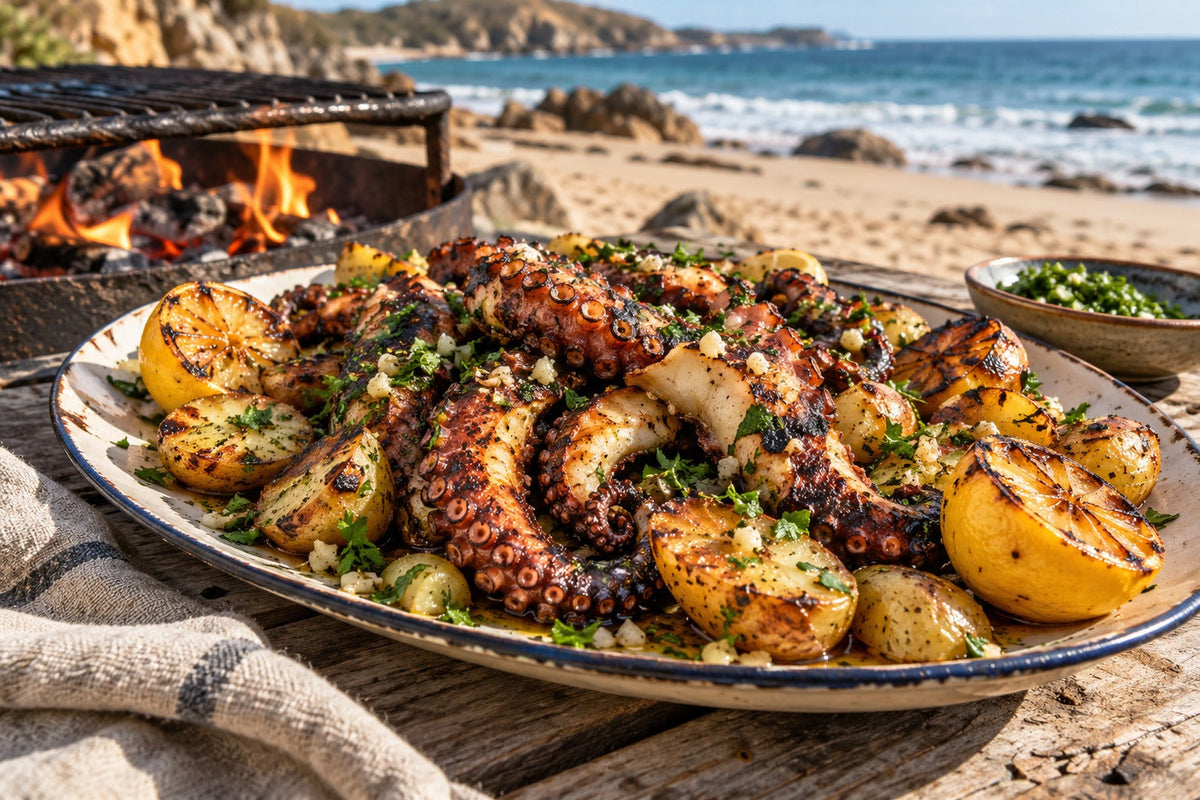 Charred Octopus with Bonfire Lemon