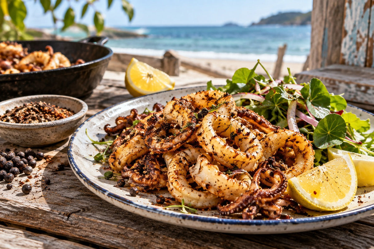 Smoked Chilli Calamari with Native Pepper Salt